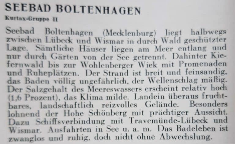 20220620_184310 (2) – Hubertus Boltenhagen Text excerpt about Boltenhagen in Mecklenburg describing its beaches and landscape.