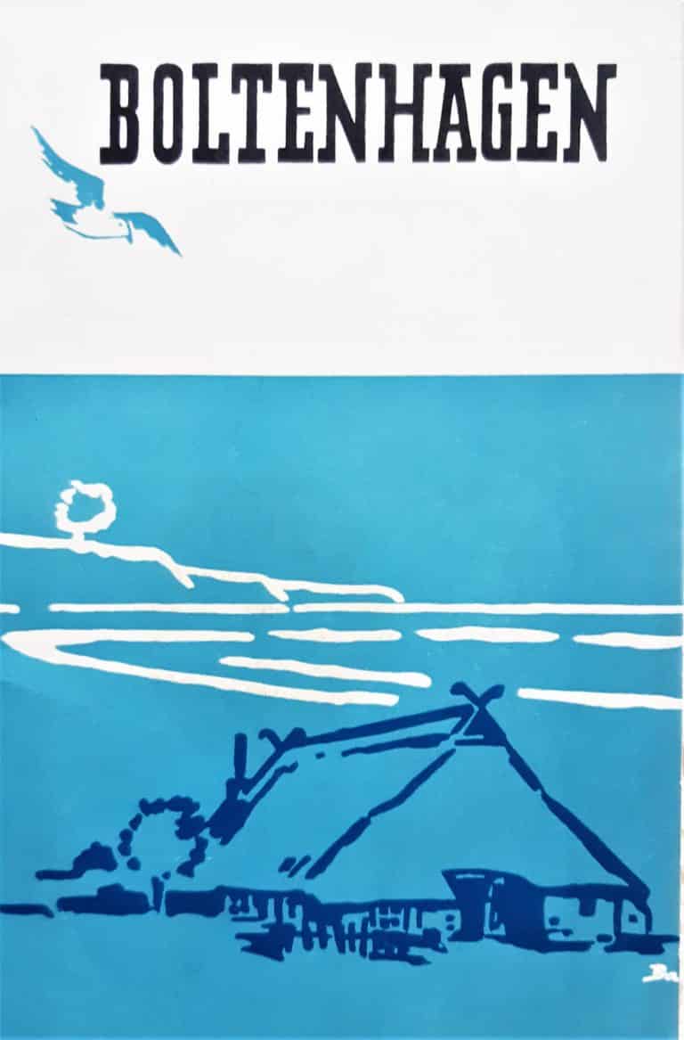 20220620_184723 (2) – Hubertus Boltenhagen Abstract, blue landscape with tree, bird and tents on the ground.